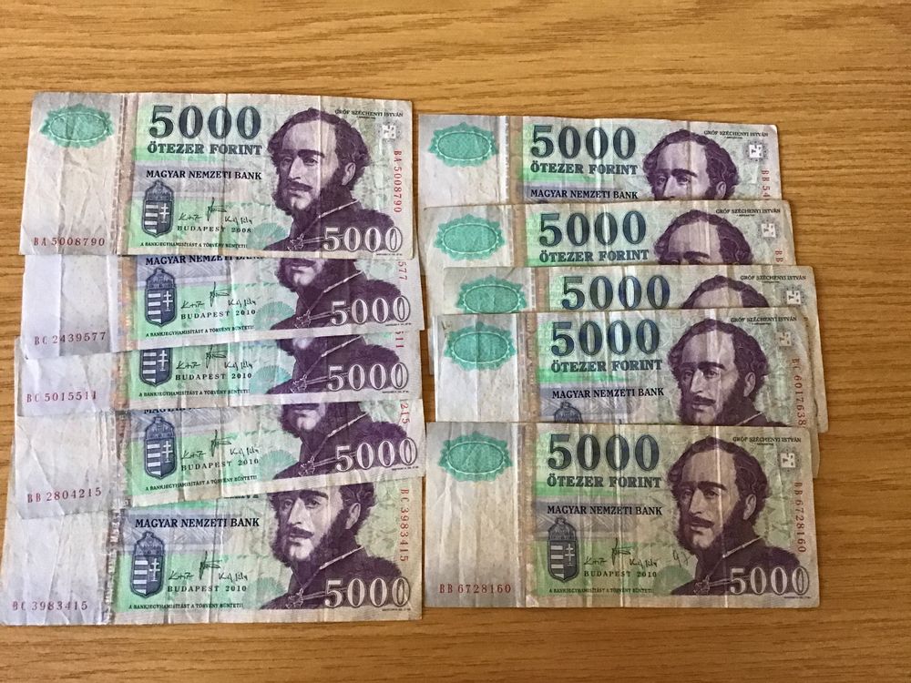 Ungarische Forint, 5000 HUF, 10 Scheine (Gebraucht) in Urtenen ...