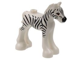 LEGO 11241pb08 White Horse, Friends, Foal ( Zebra )