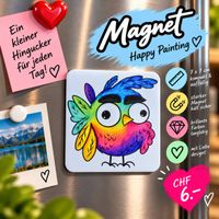 Happy Painting Magnet bunter Vogel abstrakt