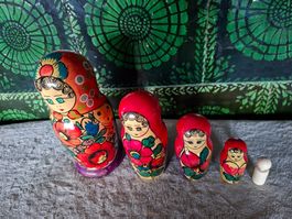 Matroschka, Babuschka, Holzpuppen, 5 teilig, Top Zustand