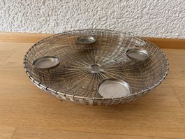 Vintage Drahtkorb-Kerzenhalter rund Metall 4er Kerzen