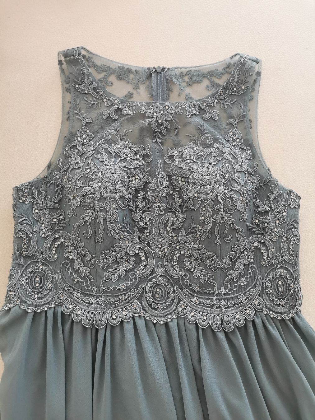 Kleider: Cocktailkleid eukalyptusgrün mit Strasssteinen, Grösse 42 – Neu (gemäss Beschreibung) aus Wittenbach von Nnic 4