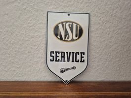 Emailschild NSU Motorrad Service Garage Logo Emaille Schild