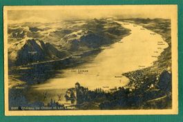 Château de Chillon et Lac Léman, Panoramakarte, ungelaufen