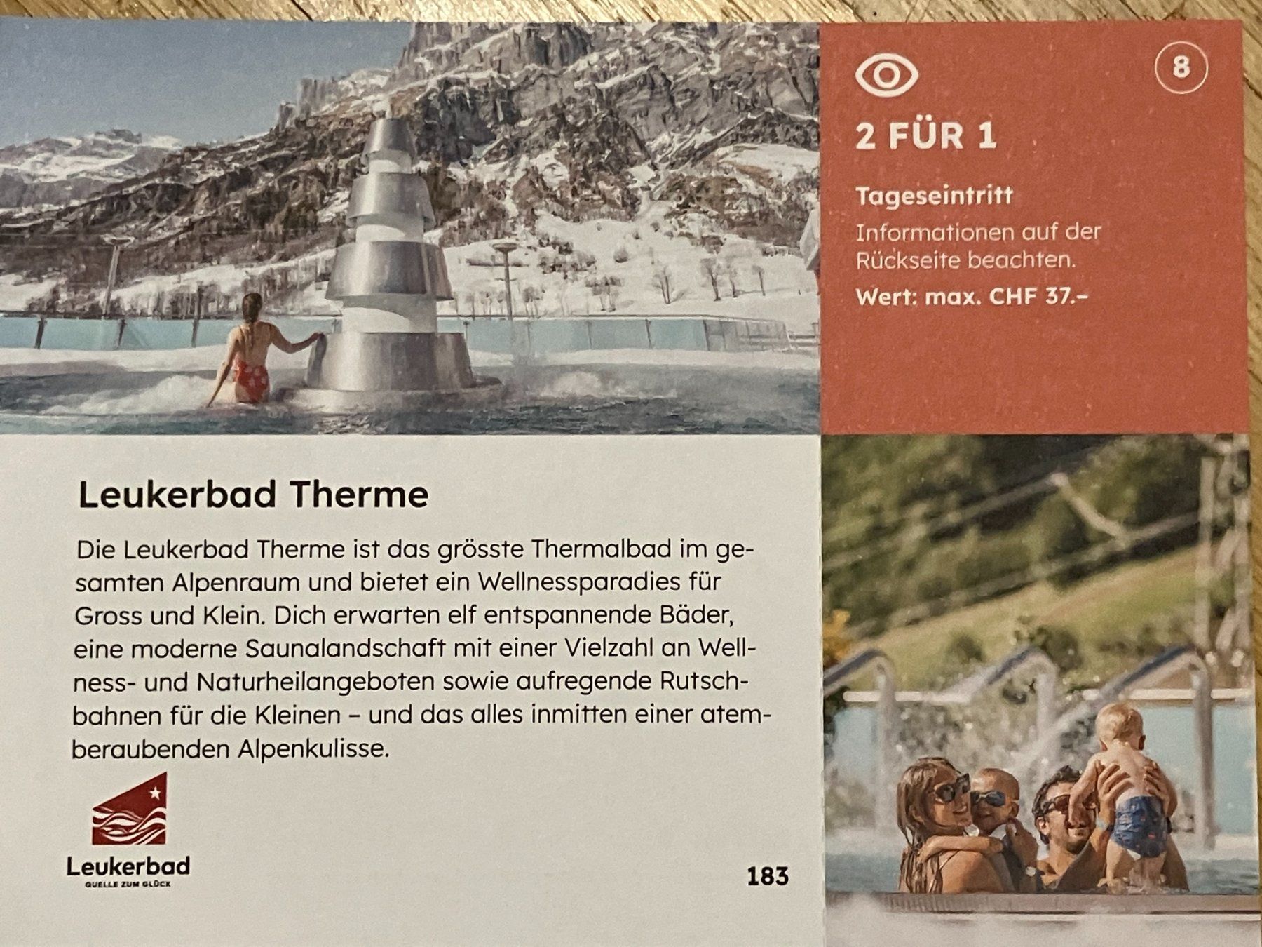 Leukerbad Therme Bad 2 für 1 Gutschein - Super Geschenkidee! (Neu ...