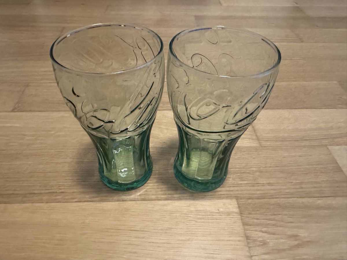 Coca-Cola Bicchieri: 2 Coca Cola Gläser, grün, McDonalds – Usato da Weesen venduto da Sandr0fficial