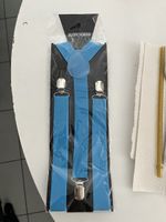 Bretelle uomo azzurre con clip in metallo confezione nuova