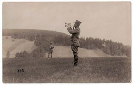 Aargau Armee Trompeter im Feld, Fotokarte um 1920