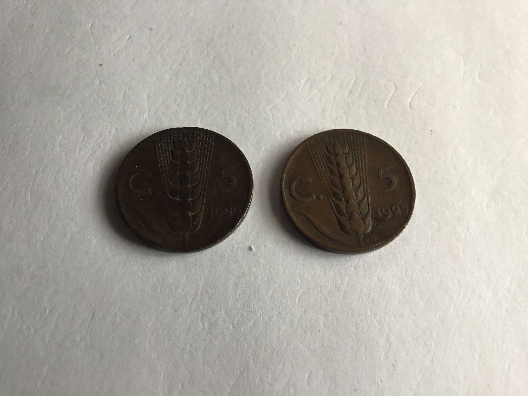 Tutti le monete: 2x5 Cent Münzen Italien – Usato da Rüti ZH venduto da Phaeton10 1