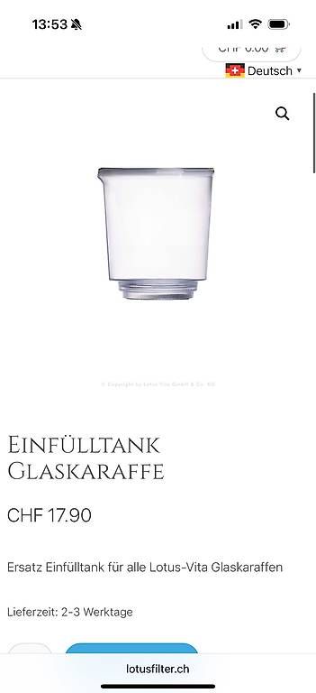 Sanitari: Ersatzteile Lotusfilter für Glaskaraffe Enya – Usato da Zug venduto da julialbi 4
