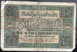 Antike Reichsbanknote: 10 Mark Schein von 1919