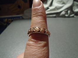 Ring Size 8, silberfarbig, orange Steinchen