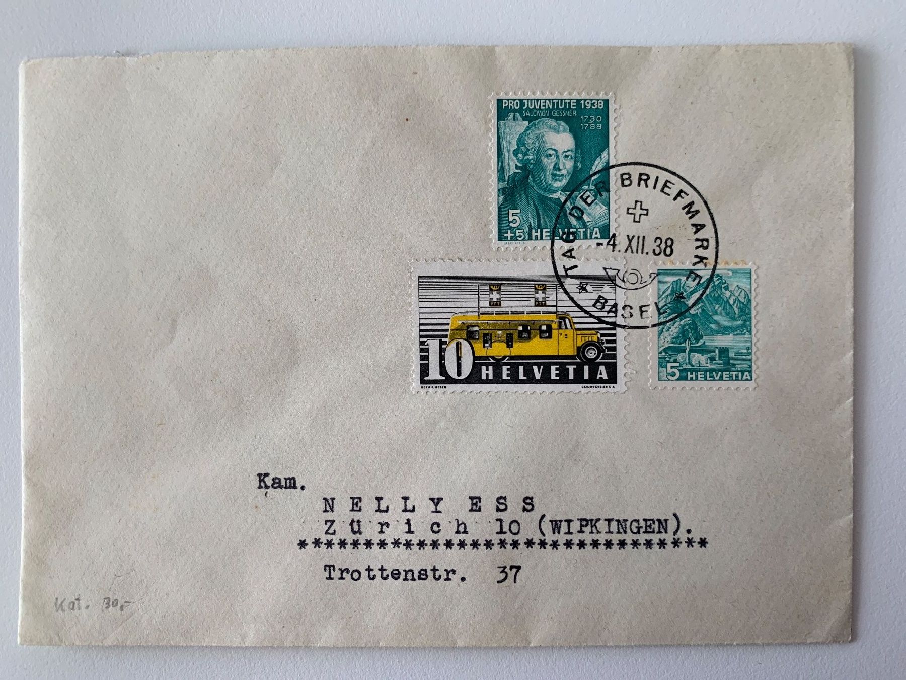 Alle Briefmarken: 1938 Tag der Briefmarke schönes Brieflein mit Vignette – Gebraucht aus Willisau von Repfuesch