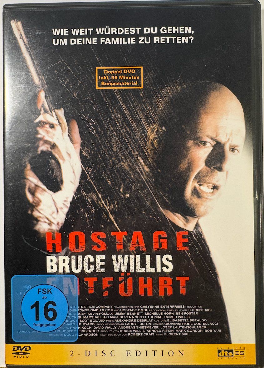 Tous les DVDs: 2 DVDs HOSTAGE BRUCE WILLIS ENTFÜHRT + 56 MIN.BONUS MATERIAL – D'occasion à Wisen par gigisna