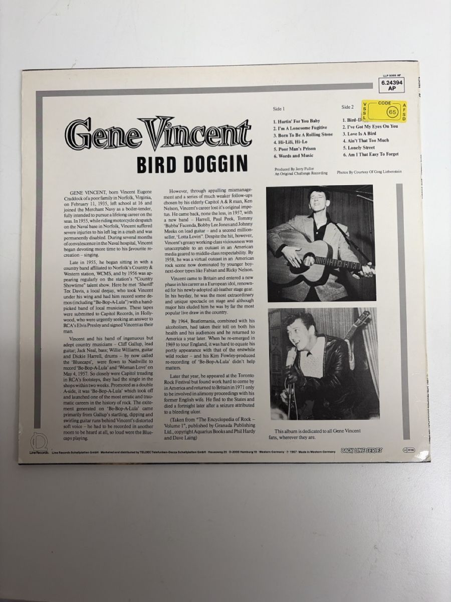 Schallplatten: G 784 ) LP Gene Vincent namens "Bird Doggin" – Gebraucht aus Diepoldsau von Ganthammer 1