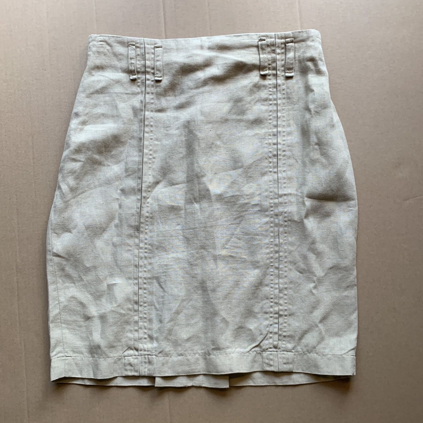 Gonne: Beiger Midirock 100%Leinen – Usato da Chalais venduto da Decoarts.art 2