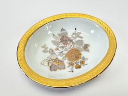 Limoges Schale mit Goldrand und floraler Dekoration