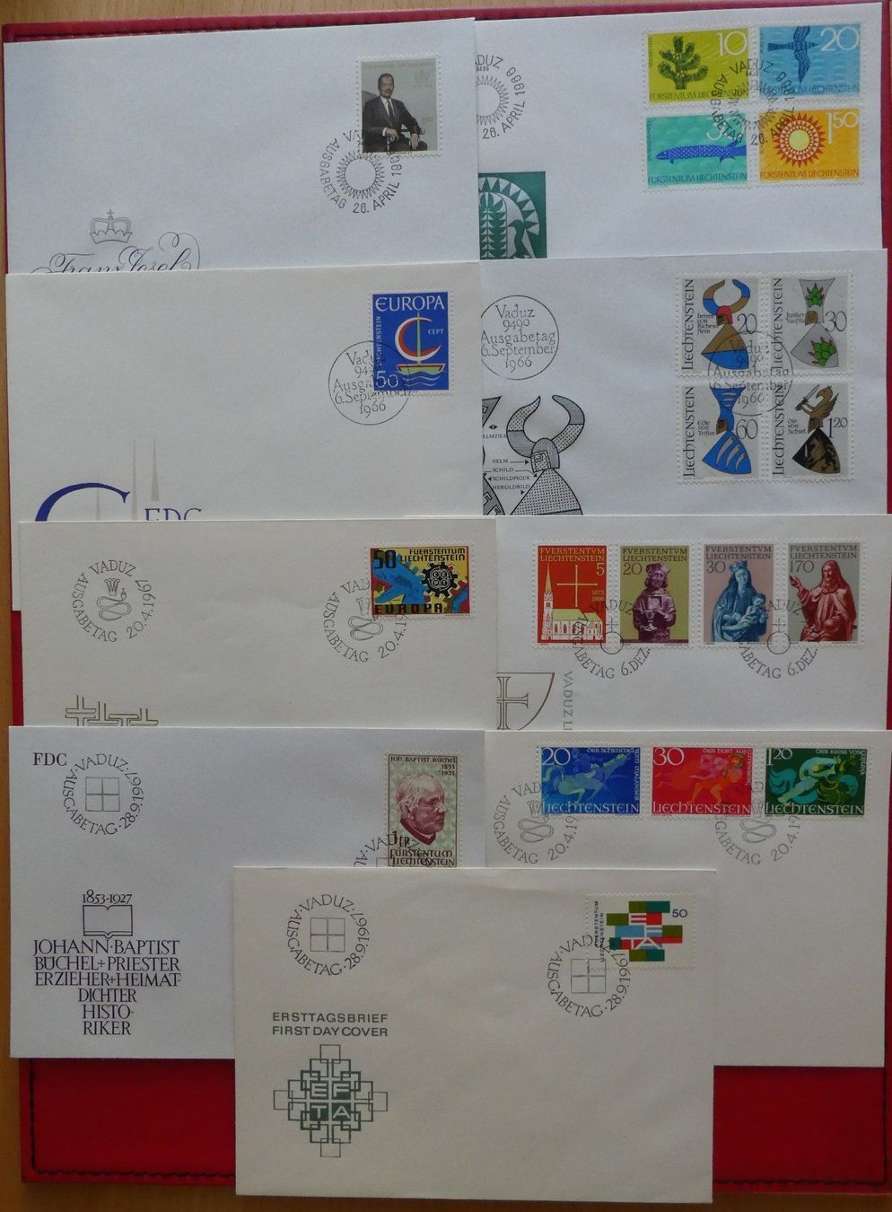 Alle Briefmarken: Liechtenstein 26 versch. Ersttagsbriefe FDC 1966 - 1969 – Neu und originalverpackt aus Vaduz von muro100