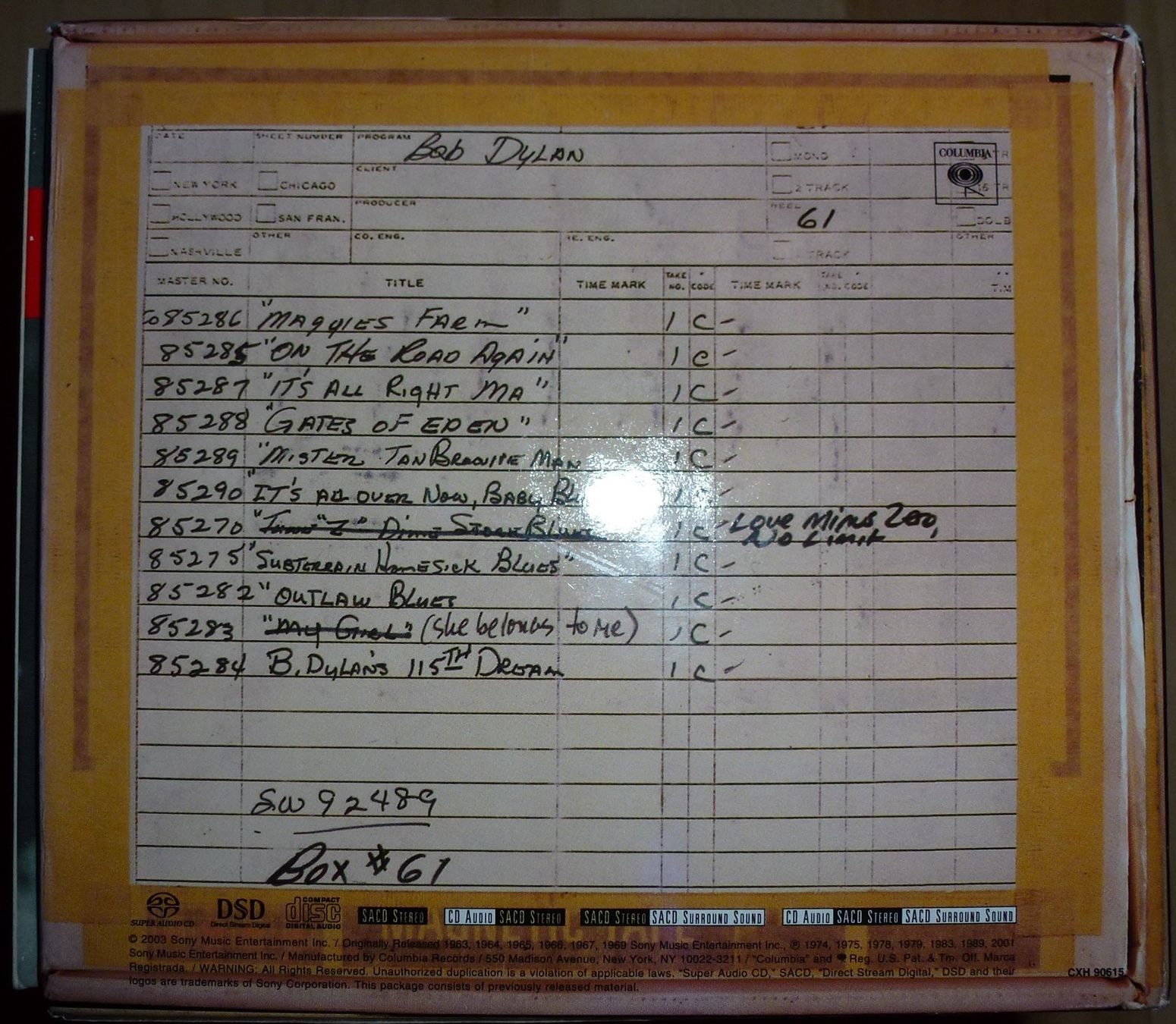 CD: SACD Box von Bob Dylan 16 SACD fabrikneu – Nuovo (secondo la descrizione) da Wil SG venduto da Solpol 3