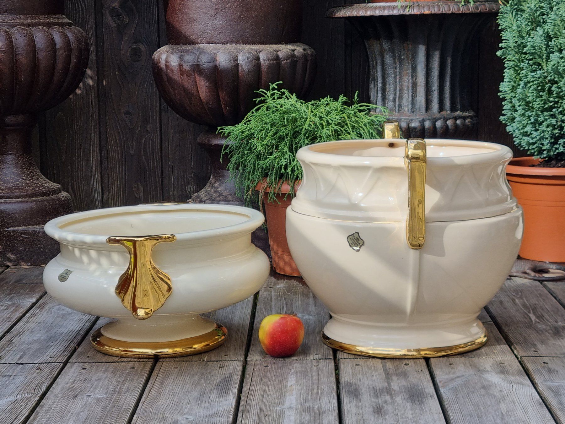 Blumentöpfe: Gilde Handwerk Cachepot Art Déco elfenbein/gold – Gebraucht aus Scharnachtal von devin03 4