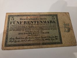 5 Rentenmark 1923 Deutsche Rentenbank Schein