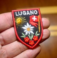 VINTAGE Badge LUGANO blume ST. GALLER STICK klein