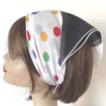 Baumwolltuch Bandana schwarz bunte Dots VINTAGE 1950s