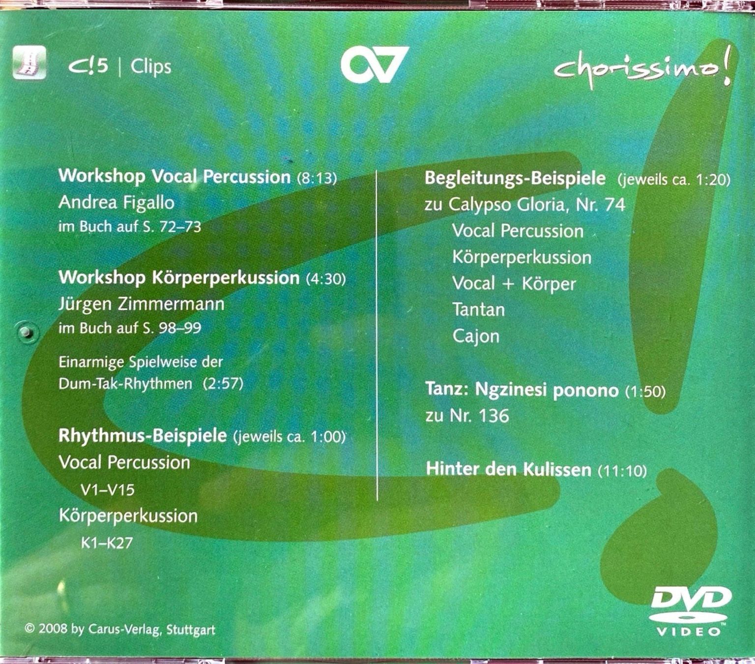 Tutti i DVDs: Clips-DVD zu Chorissimo orange – Nuovo (secondo la descrizione) da Niederrohrdorf venduto da Robinia 1