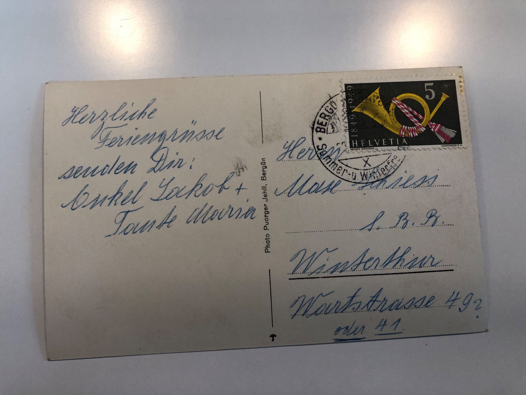 Ansichtskarten: Alte Dorfansicht BERGÜN 1949 – Gebraucht aus Lufingen von Rac0 1