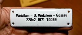 Emaille - Schild SBB-SöB 10 x 3 cm WETZIKON - GOSSAU