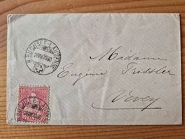 CH-Beleg aus 1870 mit Bahnpoststempel H.Buchsee-Lausanne