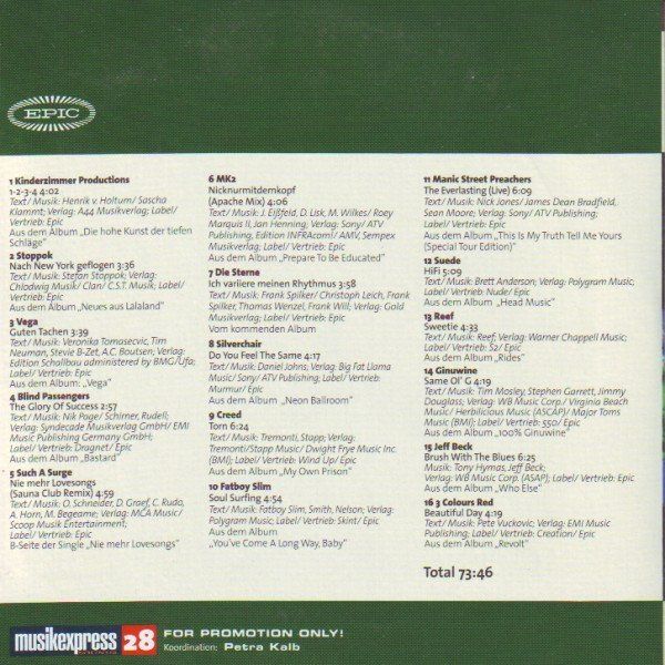 CD: Musikexpress 28 - Epic F9 – Usato da Sessa venduto da fraenklishop 1