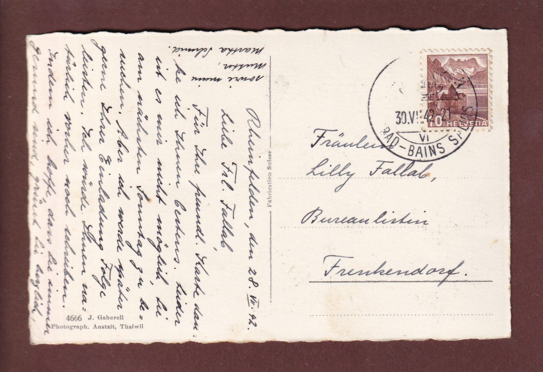 Cartoline postali: RHEINFELDEN - Storchennestturm - 1942 – Usato da Pully venduto da nicecards 1