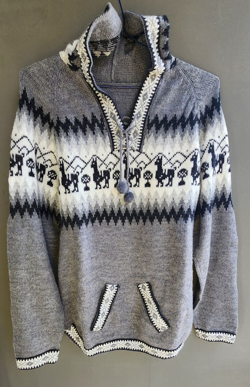 Pullover & Sweatshirts: wunderschöner Alpaka Pullover Gr.L, Farbe Grau, Weiss NEU! – Neu (gemäss Beschreibung) aus Lima- Peru von Alpaka-Haus