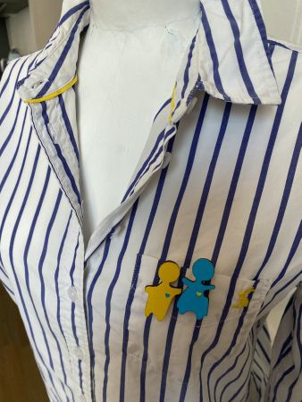 joules hemd 100% bw + 2 broschen holz, passt zu ralph lauren