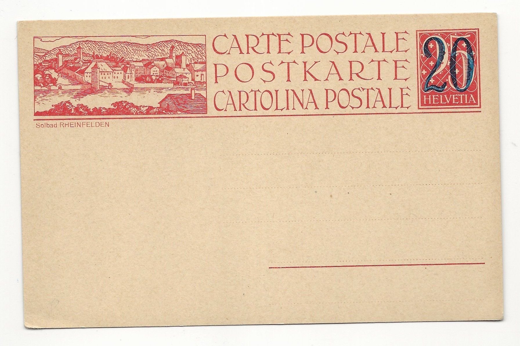 Tutti i francobolli: Bildpostkarte Solbad Rheinfelden wh – Usato da Aarau venduto da fussball-fussball