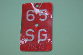 SG 65 - VELONUMMER - FAHRRADSCHILD - PLAQUE DE VELO - SG 65
