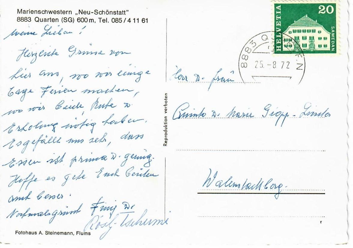 Cartoline postali: Quarten SG – Usato da Hochdorf venduto da Ziegel-16 1