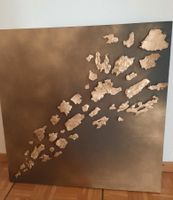 Modernes abstraktes Mixed Media Wandkunst Gold-schwarz