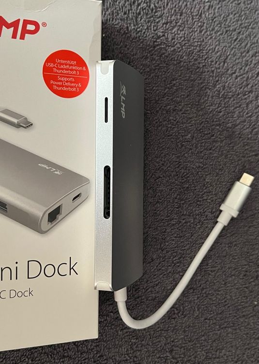 Mini Dock USB-C LMP 8 Ports – HDMI 4K, 3×USB 3.0, Ethernet, SD/microSD, PD Charge – Gris Sidéral