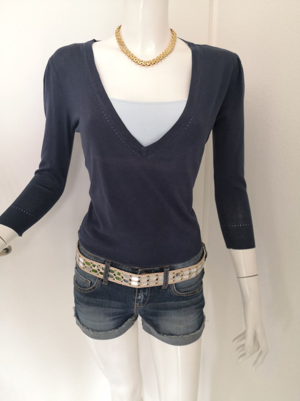 Mango Pullover & Sweatshirts: 🤩2 STK: MANGO STRICK-PULLOVER DUNKELBLAU SEIDE & TOP BLAU – Gebraucht aus Olten von Naja-Twins-Twins 6