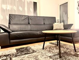 Schwarze Designer Eckdofa - echt Leder