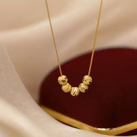 18k vergoldete Halskette mit 5 Kugeln, Neu*