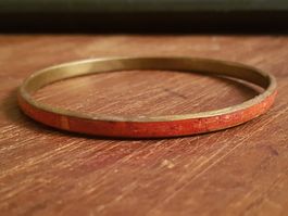 Armreif emailliert Orange-Erd-Töne marmorisiert 6,5cm