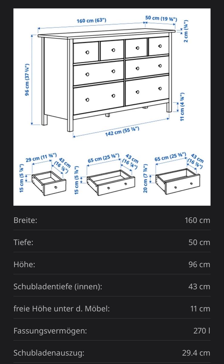 Ikea Cassettiere: IKEA HEMNES Kommode 8 Schubladen, weiss – Usato da Gelterkinden venduto da que_zcq7 3