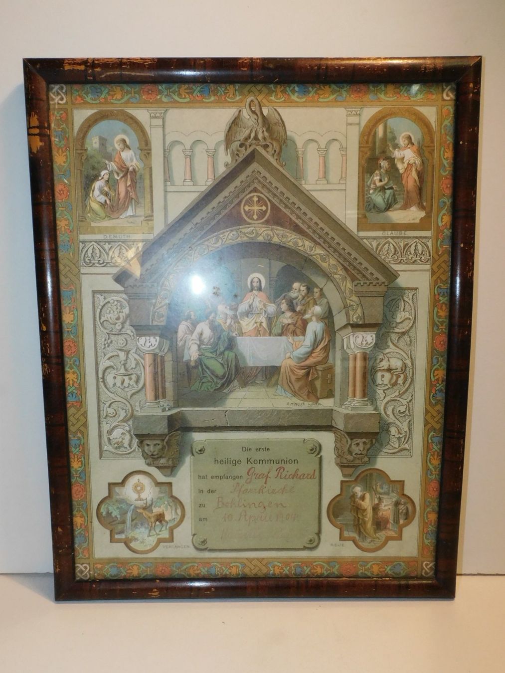 Grafica & Litografie: Bilderrahmen antik Religöser antike Graphik Litho – Usato da Sursee venduto da 76 5