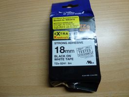 P-Touch Black On White Tape 18mm TZe-S241