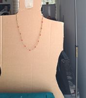 Delicate Gold Chain Necklace with Red Bead Accents