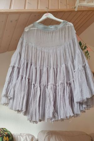 Jupe midi à volants gris clair Bohemia 