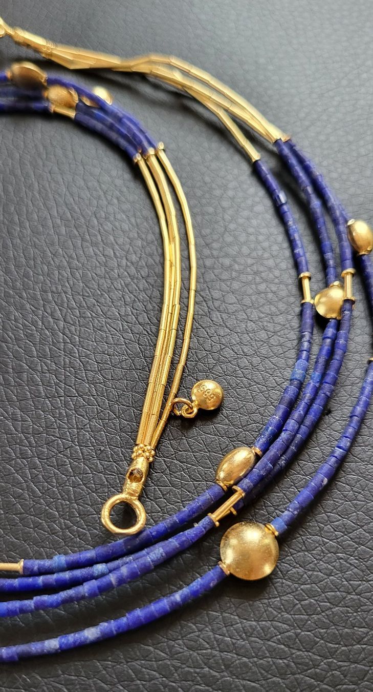 Catenine: 585 Gold Collier Mit Lapizlazuli – Usato da Wald ZH venduto da Dasilver 3